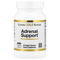 California Gold Nutrition, Adrenal Support z L-tyrozyną, ekstraktem z różeńca górskiego, ekstraktem z Ashwagandhy i ekstraktem z eleuterokoka kolczastego, 60 kapsułek roślinnych