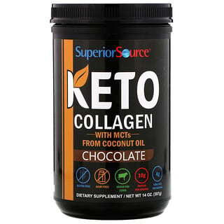 Superior Source, Keto Collagen（ケトコラーゲン）パウダー、中鎖脂肪酸トリグリセリド配合、チョコレート、397g（14オンス）