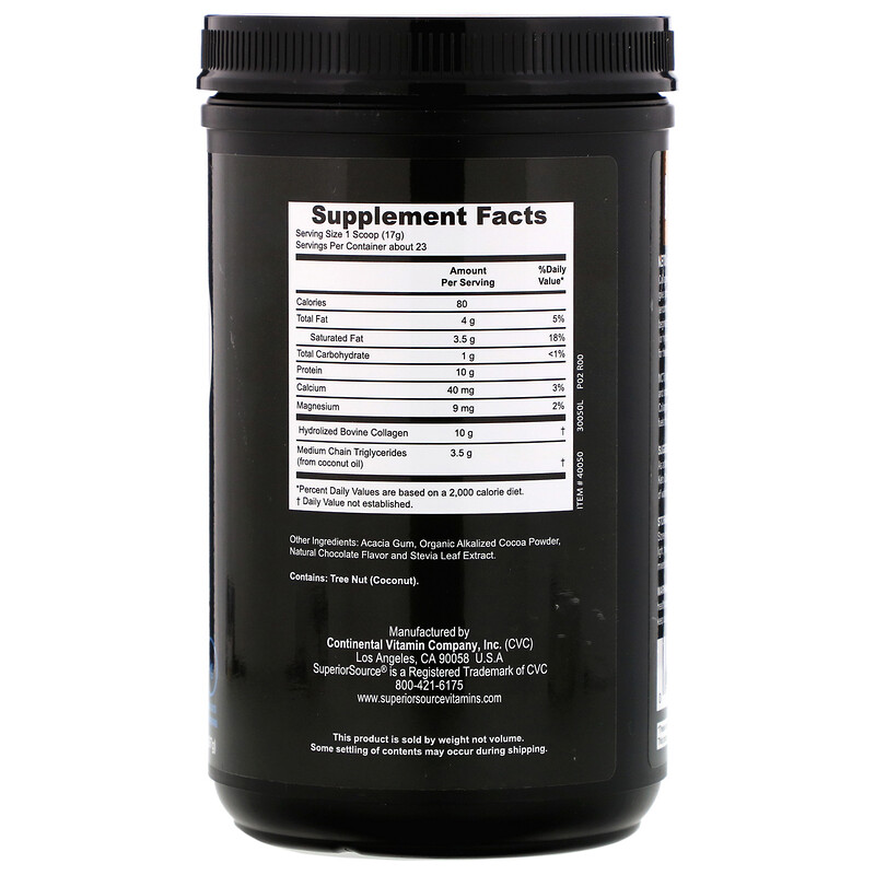 Superior Source, Keto Collagen Powder with MCTs, Chocolate, 14 oz (397