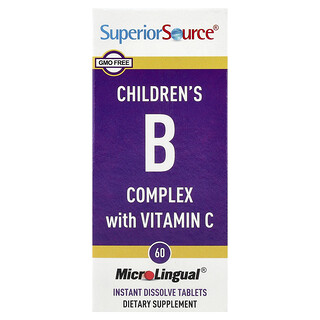 Superior Source, Complex B pentru copii cu vitamina C, 60 de comprimate cu dizolvare instantanee MicroLingual®