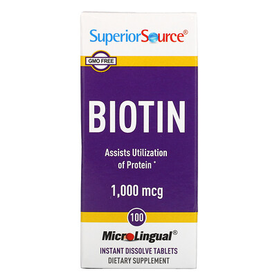 Superior Source Биотин, 1000 мкг, 100 микролингвальных быстрорастворимых таблеток