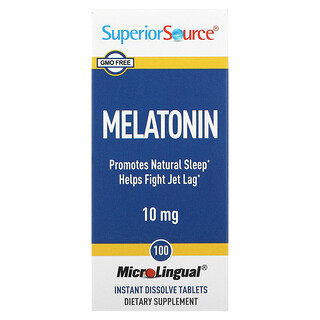 Superior Source, Melatonina, 10 mg, 100 Tabletes Microlinguais Dissolvem Instantaneamente