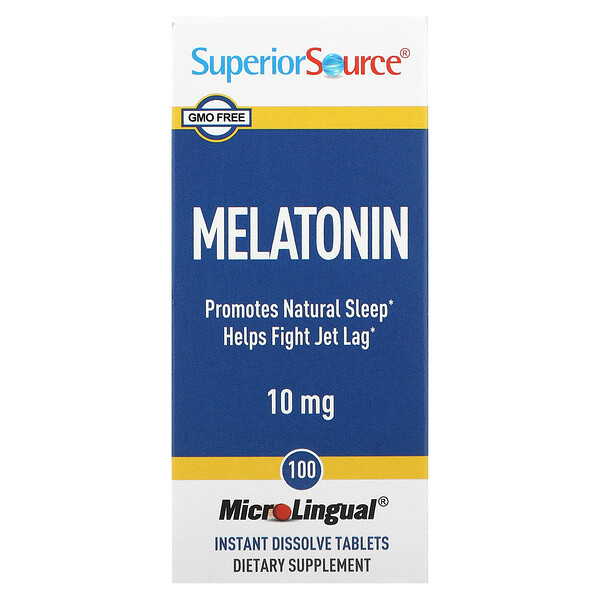 Superior Source, Melatonin, 10 mg, 100 MicroLingual Disolución Instantánea  Tabletas