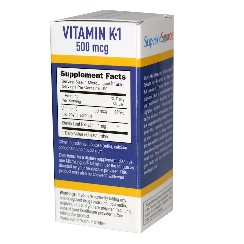 Superior Source Vitamin K 1 500 Mcg 90 Microlingual Instant Dissolve