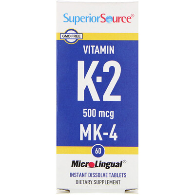 Superior Source Витамин K2, 500 мкг, 60 микролингвальных быстрорастворимых таблеток