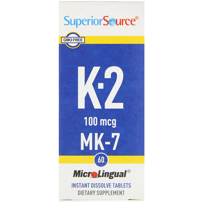 Superior Source Витамин K2, 100 мкг, 60 быстрорастворимых таблеток MicroLingual