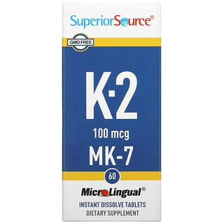 Superior Source, Vitamina K2, 100 mcg, 60 comprimidos micro linguales de disolución instantánea