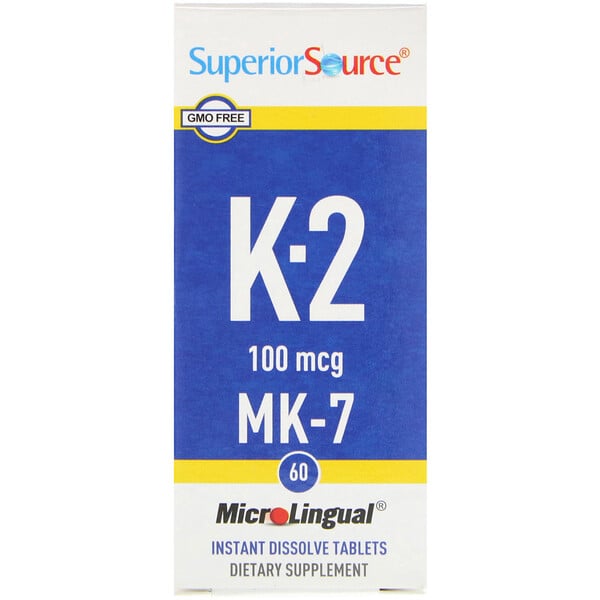 Superior Source, Витамин K2, 100 мкг, 60 быстрорастворимых таблеток MicroLingual