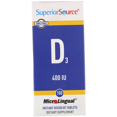 Superior Source MicroLingual, Витамин D3, 400 IU, 100 таблеток