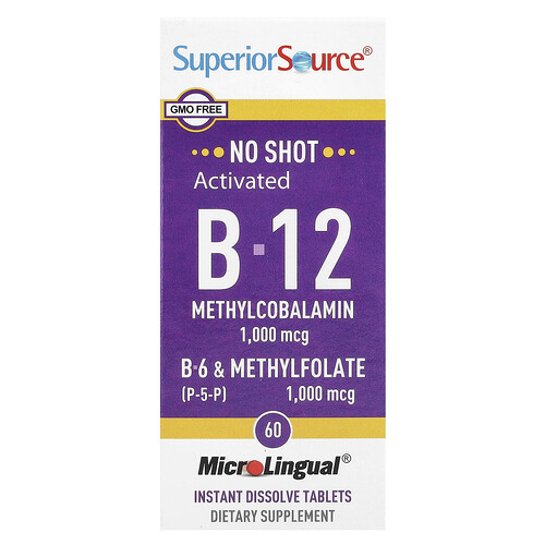 Superior Source Activated B-12, Methylcobalamin, B-6 (P-5-P) & Methylfolate, 60 MicroLingual® Instant Dissolve Tablets