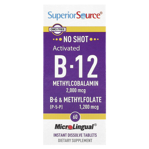 Superior Source, Activated B-12, Methylcobalamin, B-6 (P-5-P) und Methylfolat, 60 MicroLingual® Schmelztabletten