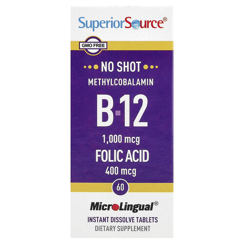 Superior Source, Methylcobalamin B-12 & Folic Acid, 60 MicroLingual® Instant Dissolve Tablets