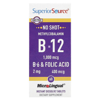 Superior Source, Methylcobalamin B-12, B-6 & Folic Acid, 60 MicroLingual® Instant Dissolve Tablets