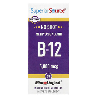 Superior Source, Metilcobalamina B12, 5000 mcg, 60 comprimidos de disolución instantánea MicroLingual®