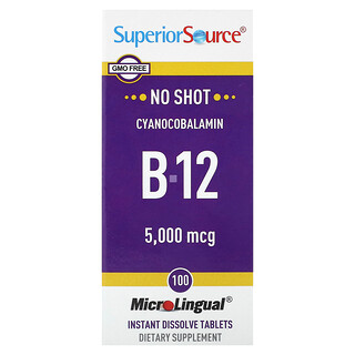 Superior Source, B-12（氰鈷維生素），5000 微克，100 片微舌即溶片