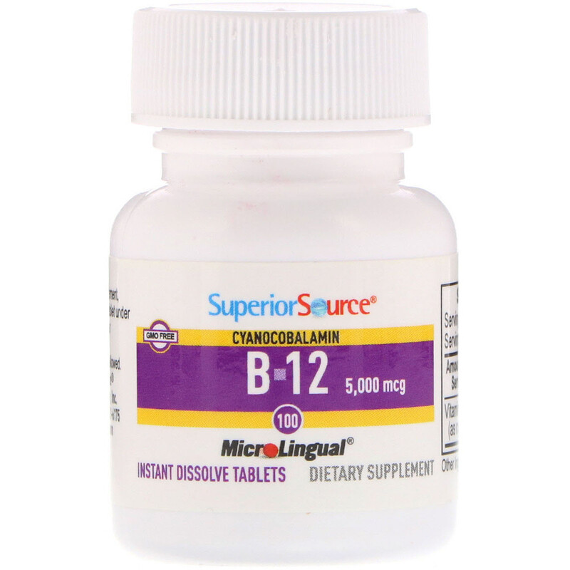 Superior Source, Cyanocobalamin B-12, 5,000 Mcg, 100 Tablets - IHerb