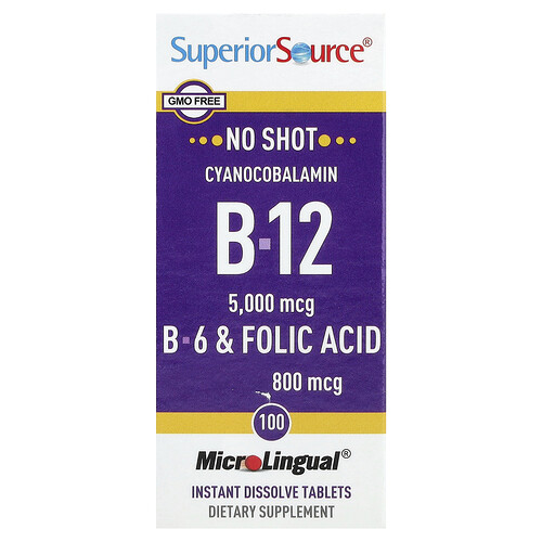 Superior Source, Vitamin B-12, B-6 & Folic Acid, 100 Instant Dissolve Tablets