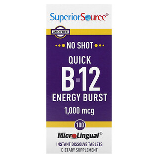 Superior Source, Hızlı B-12 Enerji Patlaması, 1.000 mcg, 100 MicroLingual Anında Eriyen Tablet