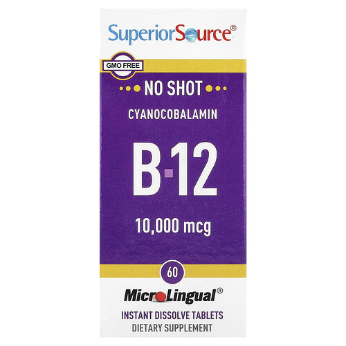 Superior Source, Cyanocobalamin B-12, 10,000 mcg, 60 MicroLingual® Instant Dissolve Tablets