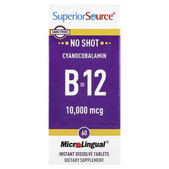 Ціанокобаламін B12, 10 000 мкг, 60 таблеток для миттєвого розчинення MicroLingual®