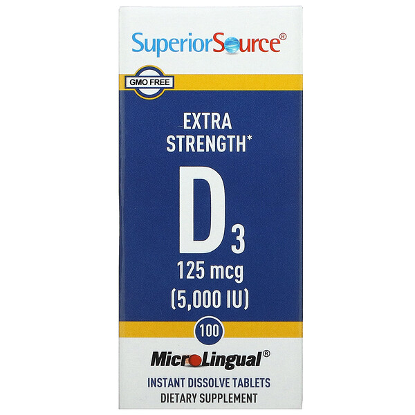 витамин D3 с повышенной силой действия, 125 мкг (5000 МЕ), 100 быстрорастворимых таблеток MicroLingual