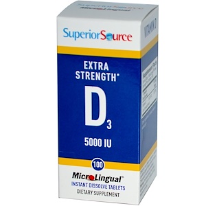 Superior Source, MicroLingual, Витамин D3 повышенной силы действия, 5000 IU, 100 таблеток