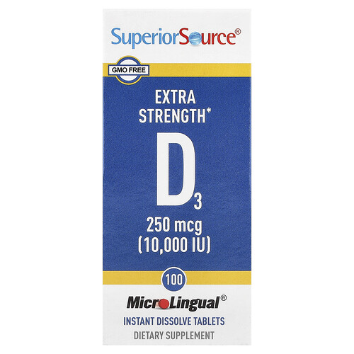 Superior Source D3, 250 mcg (10,000 IU), 100 MicroLingual® Instant Dissolve Tablets