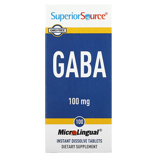 Superior Source, GABA, 100 mg, 100 Tabletes Microlinguais Dissolvem Instantâneamente