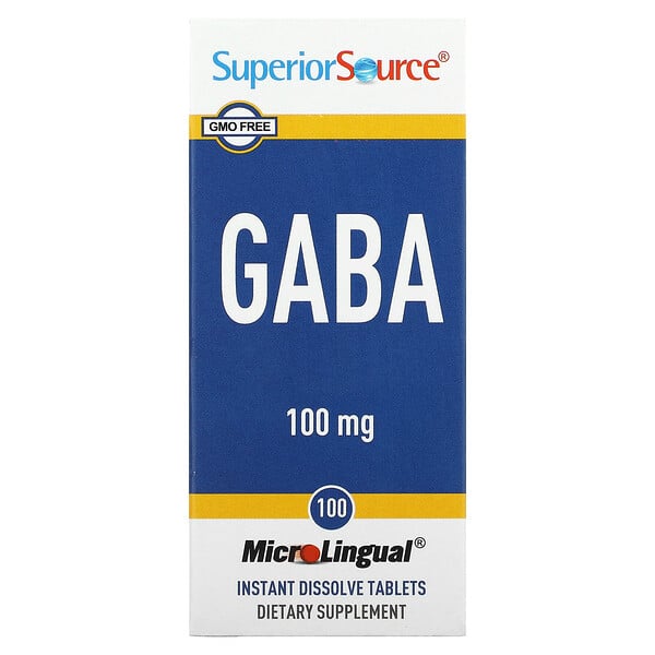 Superior Source, GABA、100mg、MicroLingual（マイクロリンガル）即溶性タブレット100粒