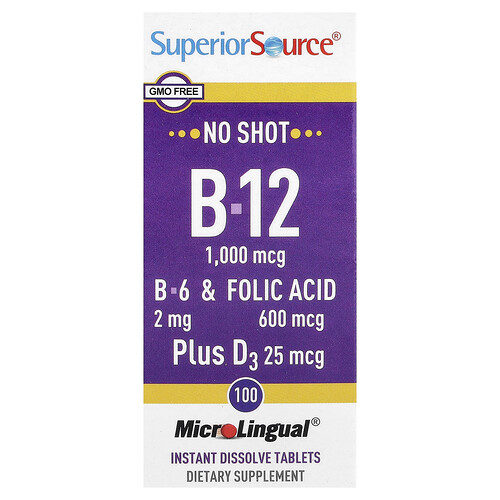 Superior Source B-12, B-6 & Folic Acid, Plus D3, 100 MicroLingual® Instant Dissolve Tablets