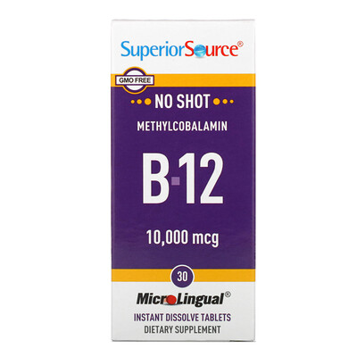 Superior Source Метилкобаламин B-12, 10000 мкг, 30 микролингвальных быстрорастворимых таблеток