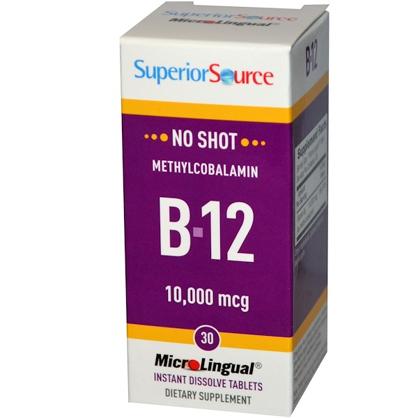 Superior Source, Methylcobalamin B-12, 10,000 Mcg, 30 MicroLingual ...