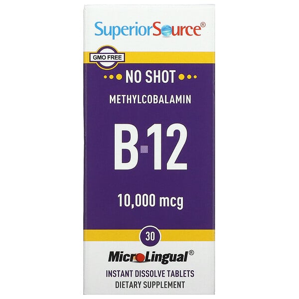 B-12, Metilcobalamina, 10,000 mcg, 30 Tabletas MicroLinguales de Disolución Instantánea