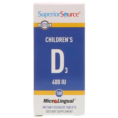 Superior Source D3 для детей, 400 МЕ, 100 микролингвальных быстрорастворимых таблеток