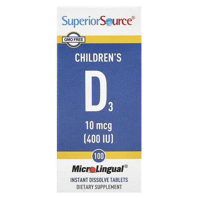 Superior Source  Children's D3  10 mcg (400 IU)  100 MicroLingual® Instant Dissolve Tablets
