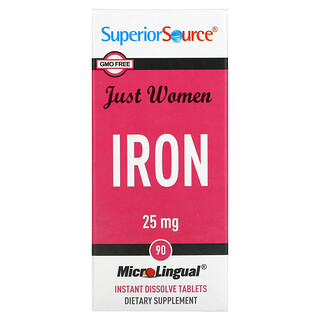 Superior Source, Just Women, Eisen, für Frauen, 25 mg, 90 Microlingual sofort auflösende Tabletten