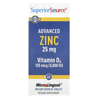 Superior Source, Pokročilý zinok, vitamín D3, 60 tabliet MicroLingual® s okamžitým rozpustením