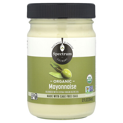 Spectrum Culinary  Organic Mayonnaise Blended With Extra Virgin Olive Oil  12 fl oz (354 ml)