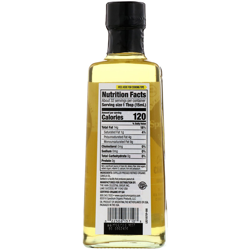 Spectrum Culinary, Organic Canola Oil, Expeller Refined, 16 fl oz (473