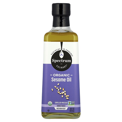 Spectrum Culinary, Aceite de sésamo orgánico, Sin refinar, 473 ml (16 oz. líq.)