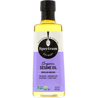 Spectrum Culinary, Huile de sésame bio, non raffinée, 16 onces liquides (473 ml)