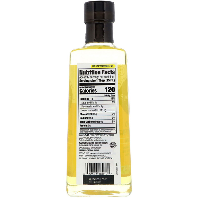 Spectrum Culinary, Organic Safflower Oil, High Oleic, 16 fl oz (473 ml