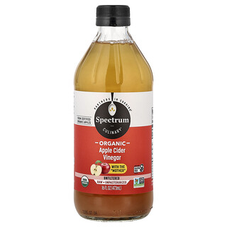 Spectrum Culinary, Vinagre de sidra de manzana orgánico, sin filtrar`` 473 ml (16 oz. Líq.)