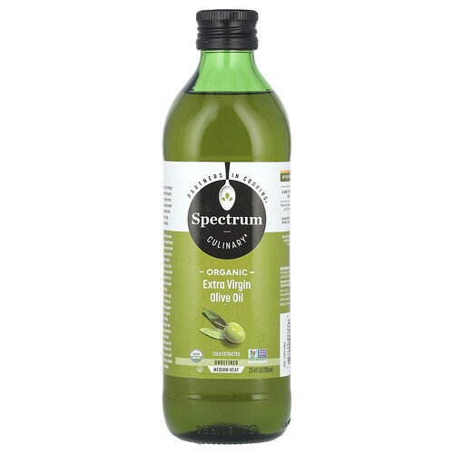 Spectrum Culinary Organic Extra Virgin Olive Oil, Cold Extracted, 25.4 fl oz (750 ml)
