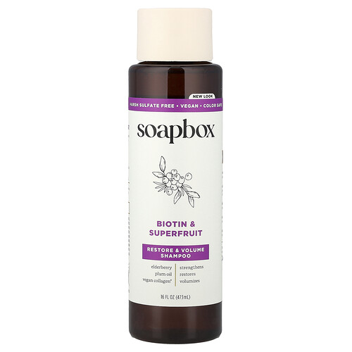 Soapbox Restore & Volume Shampoo, Biotin & Superfruit, 16 fl oz (473 ml)