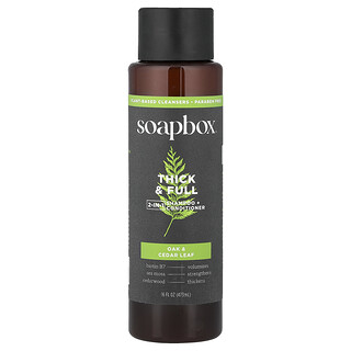 Soapbox, Champú y acondicionador 2 en 1 Thick & Full, Roble y hoja de cedro, 473 ml (16 oz. líq.)