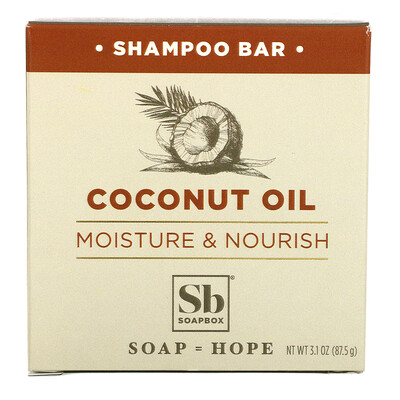 Купить Soapbox Coconut Oil Shampoo Bar, Moisture & Nourish, 3.1 oz (87.5 g)