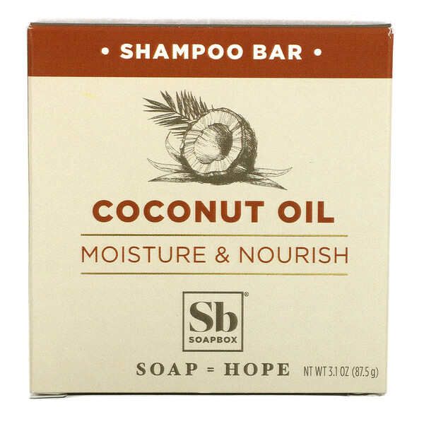 含椰子油和乳木果的椰子油洗髮皂，保濕和滋養，3.1 盎司（87.5 克）