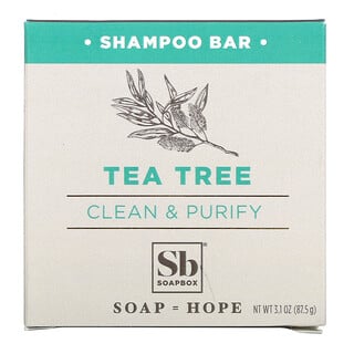 Soapbox, 含椰子油和乳木果的茶樹洗髮皂，清潔和淨化，3.1 盎司（87.5 克）