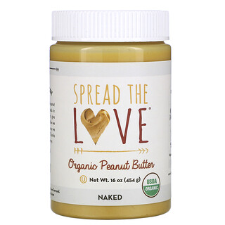 Spread The Love, زبدة الفول السوداني العضوي، طبيعية بدون إضافات، 16 أونصة (454 جم)